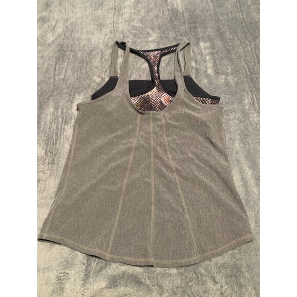 Prana Tank Top Womens Small Gray Contrast Built in Bra Sleeveless‎ Athleisure - Picture 6 of 10